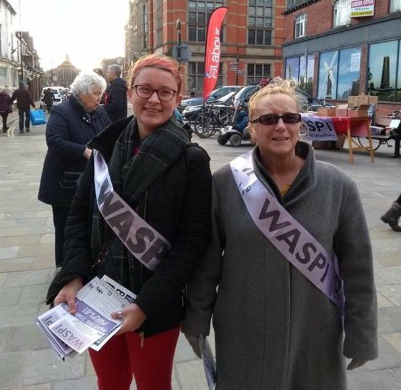 Chloe with Molescroft Councillor Jackie supporting the WASPI campaign