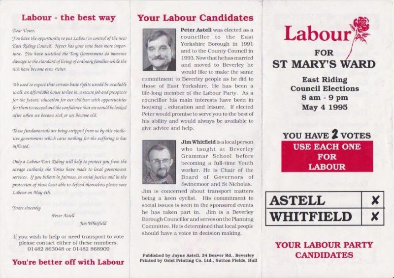 One of the early leaflets showing our candidates at the time