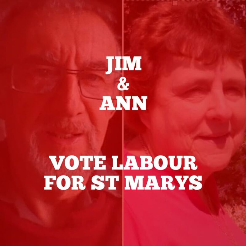 Jim Whitfield and Ann Willis are our brilliant candidates for the ward of St Mary
