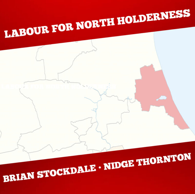 A map of North Holderness with the names of our candidates - Brian Stockdale and Nidge Thornton